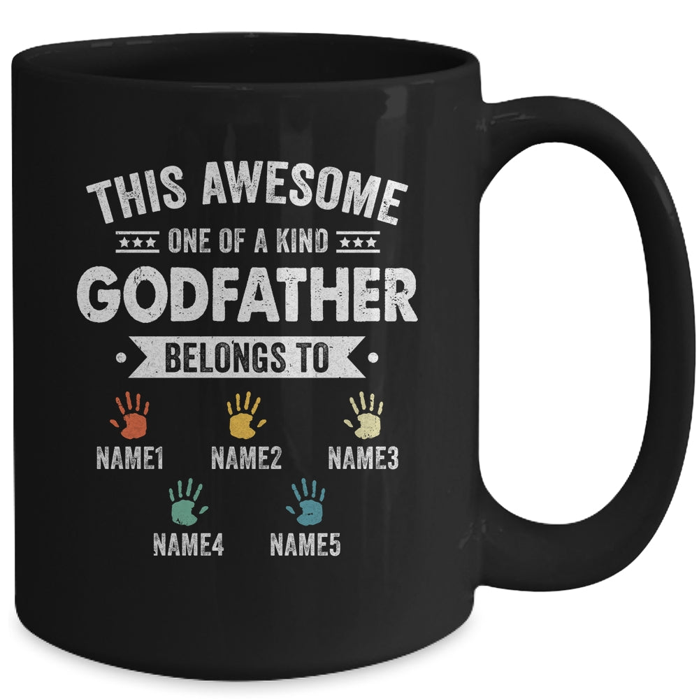 Personalized This Awesome Godfather Belongs To Custom Kids Name Color Hand Fathers Day Birthday Christmas Mug | siriusteestore