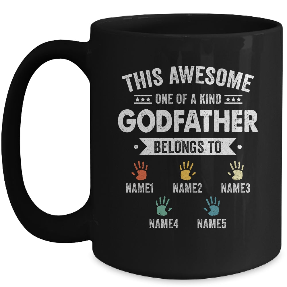 Personalized This Awesome Godfather Belongs To Custom Kids Name Color Hand Fathers Day Birthday Christmas Mug | siriusteestore