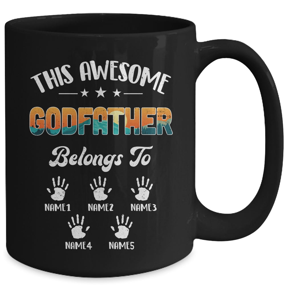 Personalized This Awesome Godfather Belongs To Custom Kids Name Vintage Fathers Day Birthday Christmas Mug | siriusteestore