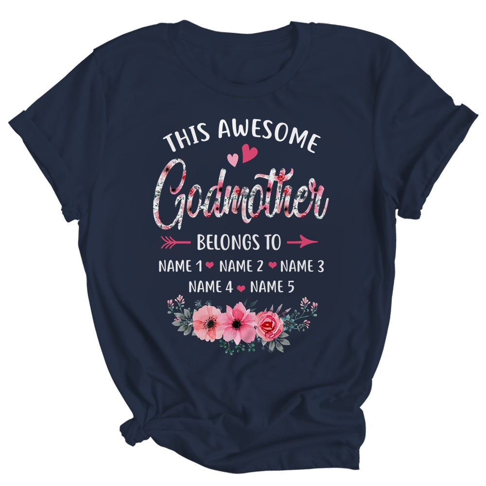 Personalized This Awesome Godmother Belongs To Custom Kids Name Floral Mothers Day Birthday Christmas Shirt & Tank Top | siriusteestore