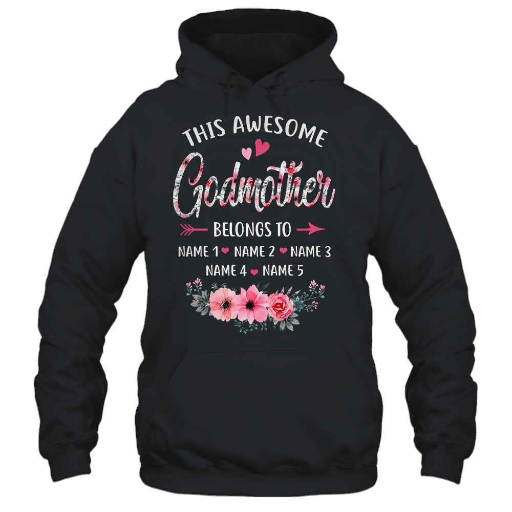 Personalized This Awesome Godmother Belongs To Custom Kids Name Floral Mothers Day Birthday Christmas Shirt & Tank Top | siriusteestore