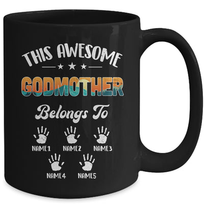 Personalized This Awesome Godmother Belongs To Custom Kids Name Vintage Mothers Day Birthday Christmas Mug | siriusteestore