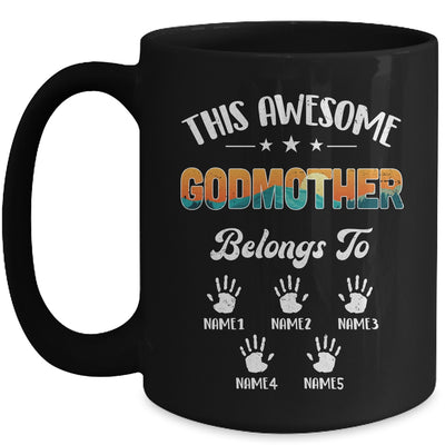Personalized This Awesome Godmother Belongs To Custom Kids Name Vintage Mothers Day Birthday Christmas Mug | siriusteestore