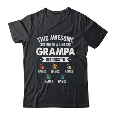 Personalized This Awesome Grampa Belongs To Custom Kids Name Color Hand Fathers Day Birthday Christmas Shirt & Hoodie | siriusteestore
