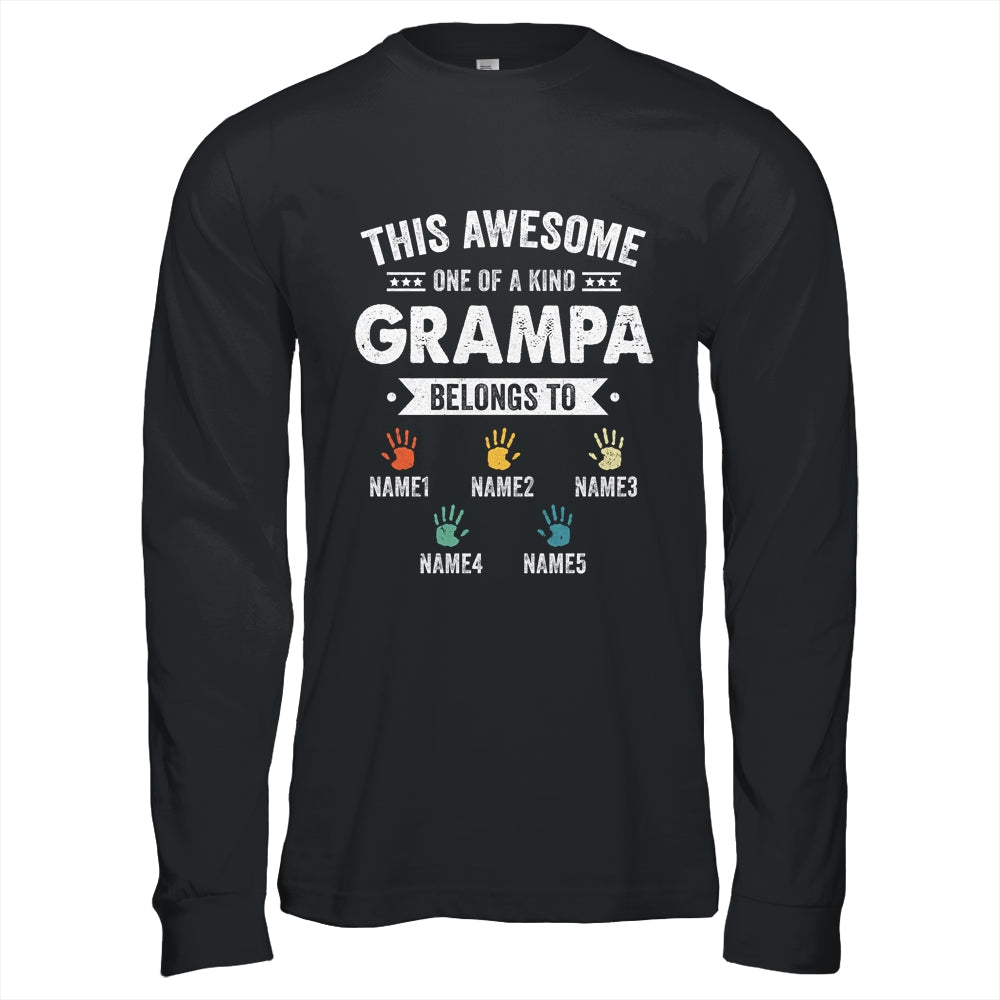 Personalized This Awesome Grampa Belongs To Custom Kids Name Color Hand Fathers Day Birthday Christmas Shirt & Hoodie | siriusteestore