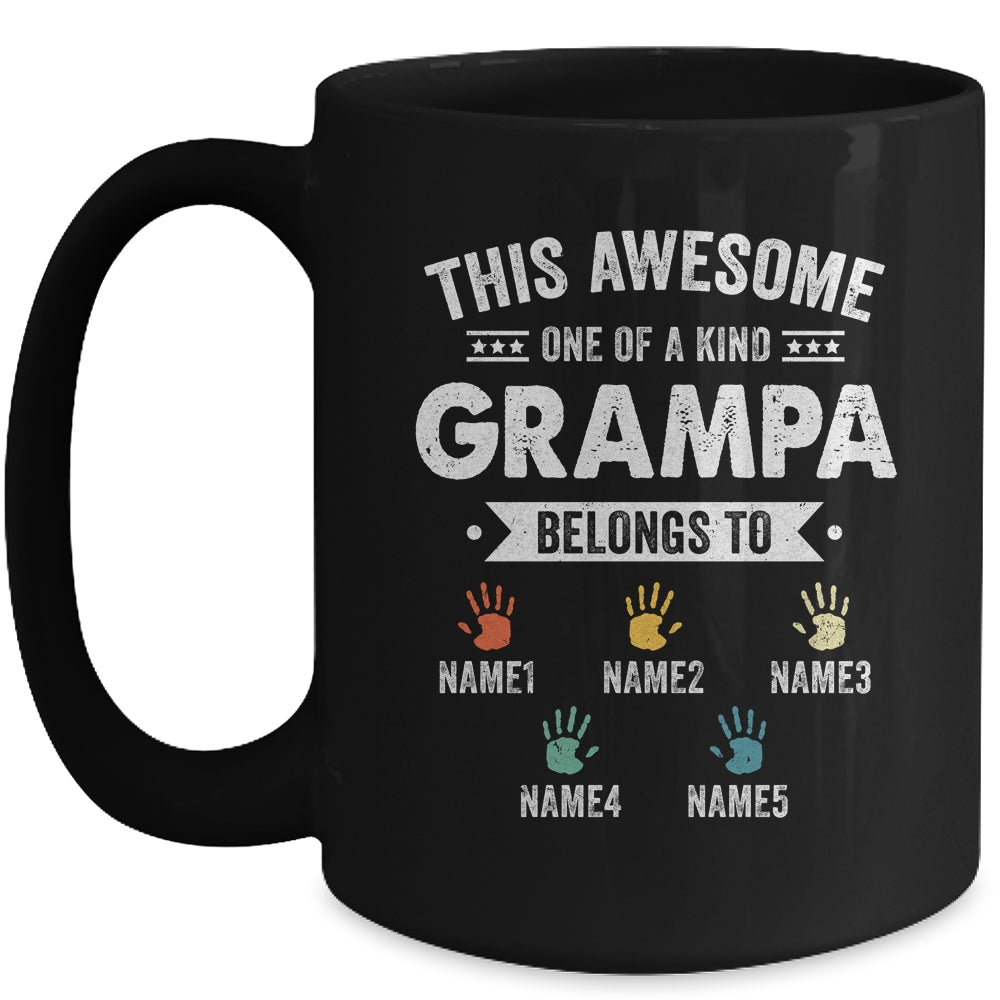 Personalized This Awesome Grampa Belongs To Custom Kids Name Color Hand Fathers Day Birthday Christmas Mug | siriusteestore