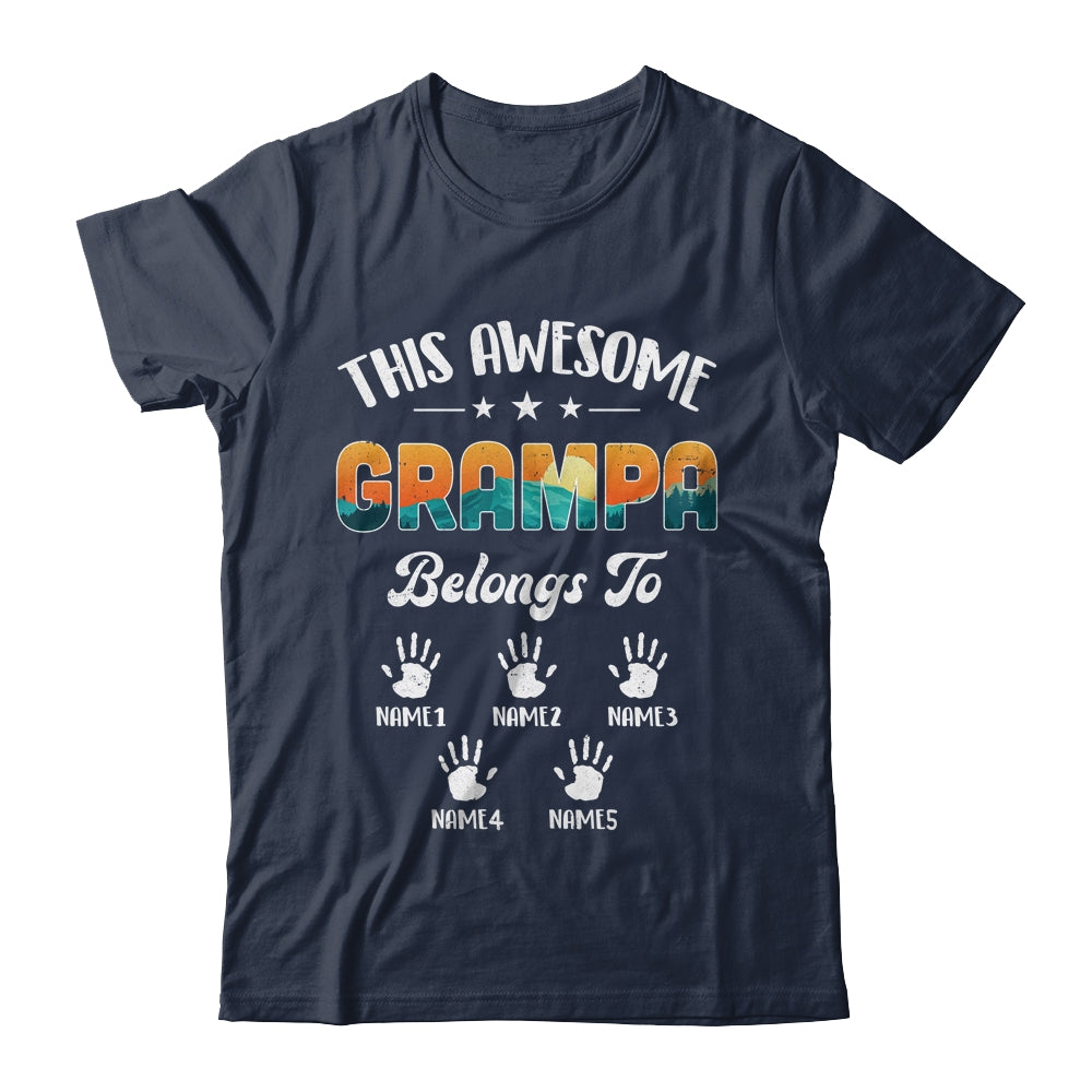 Personalized This Awesome Grampa Belongs To Custom Kids Name Vintage Fathers Day Birthday Christmas Shirt & Hoodie | siriusteestore