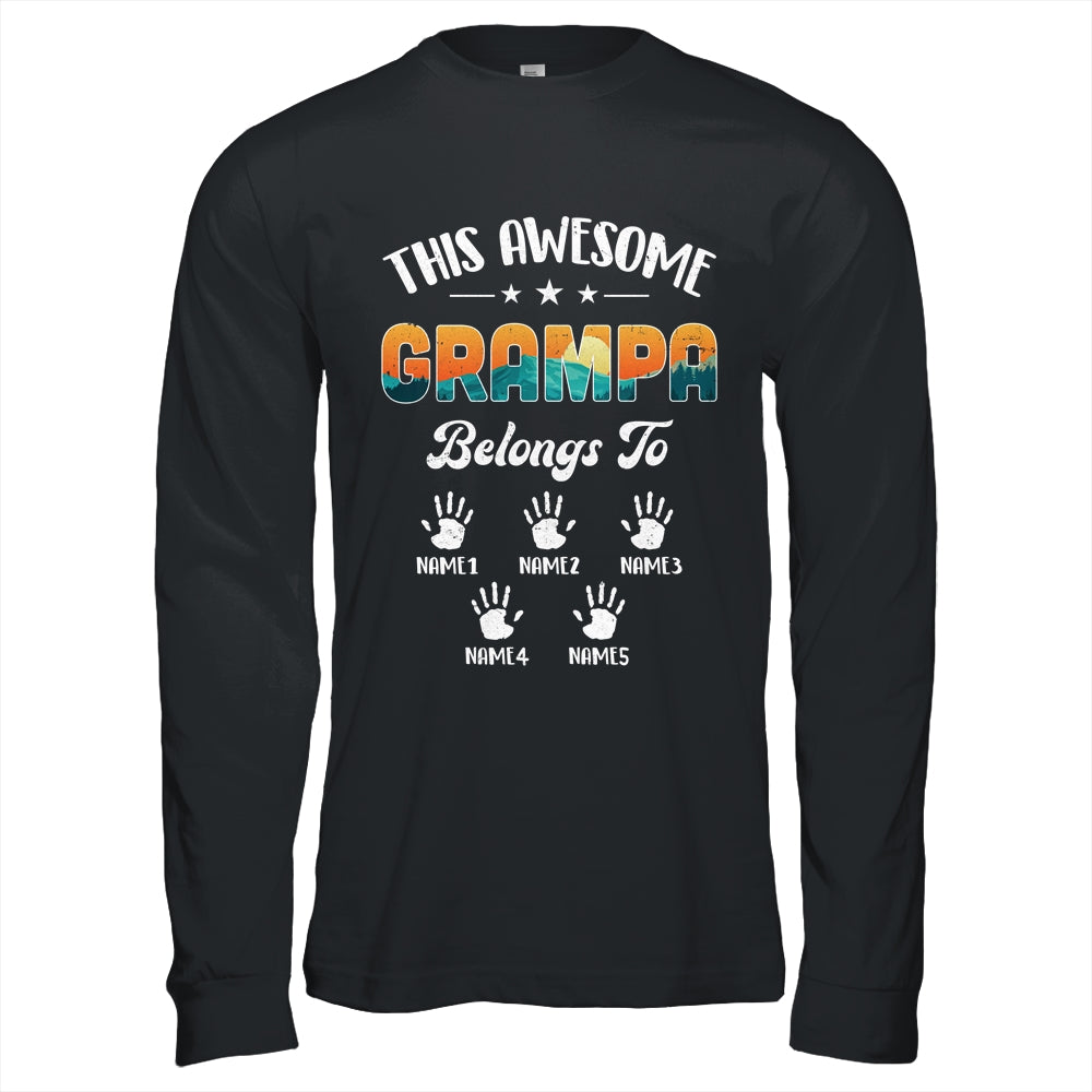 Personalized This Awesome Grampa Belongs To Custom Kids Name Vintage Fathers Day Birthday Christmas Shirt & Hoodie | siriusteestore