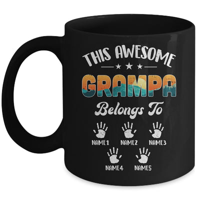 Personalized This Awesome Grampa Belongs To Custom Kids Name Vintage Fathers Day Birthday Christmas Mug | siriusteestore