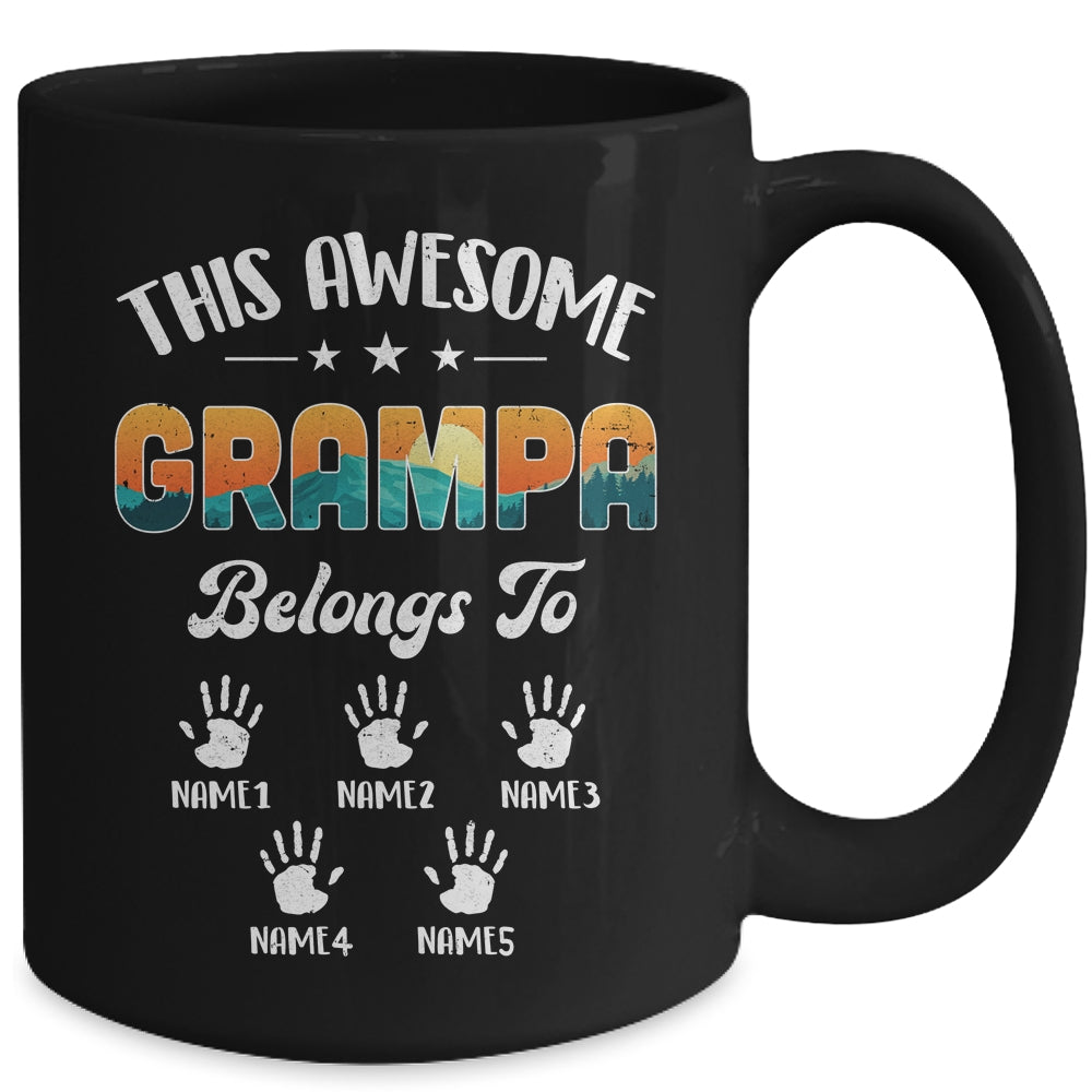 Personalized This Awesome Grampa Belongs To Custom Kids Name Vintage Fathers Day Birthday Christmas Mug | siriusteestore
