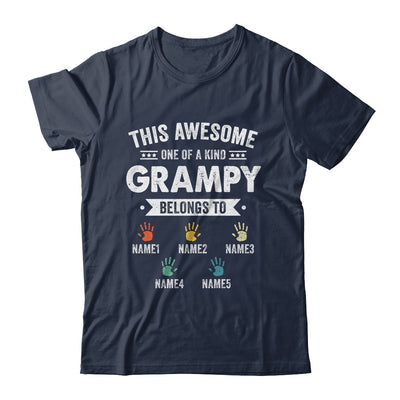 Personalized This Awesome Grampy Belongs To Custom Grandkids Name Color Hand Fathers Day Birthday Christmas Shirt & Hoodie | siriusteestore