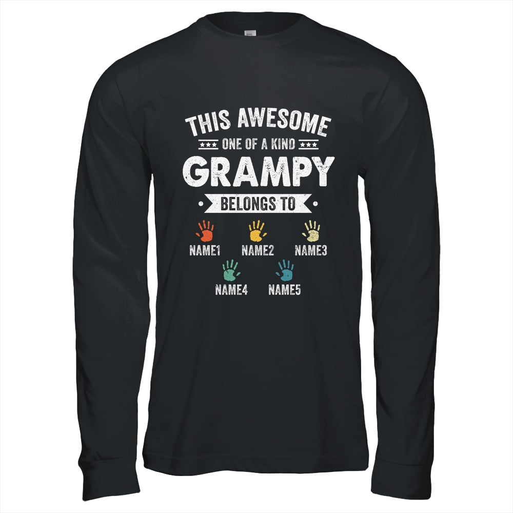 Personalized This Awesome Grampy Belongs To Custom Grandkids Name Color Hand Fathers Day Birthday Christmas Shirt & Hoodie | siriusteestore