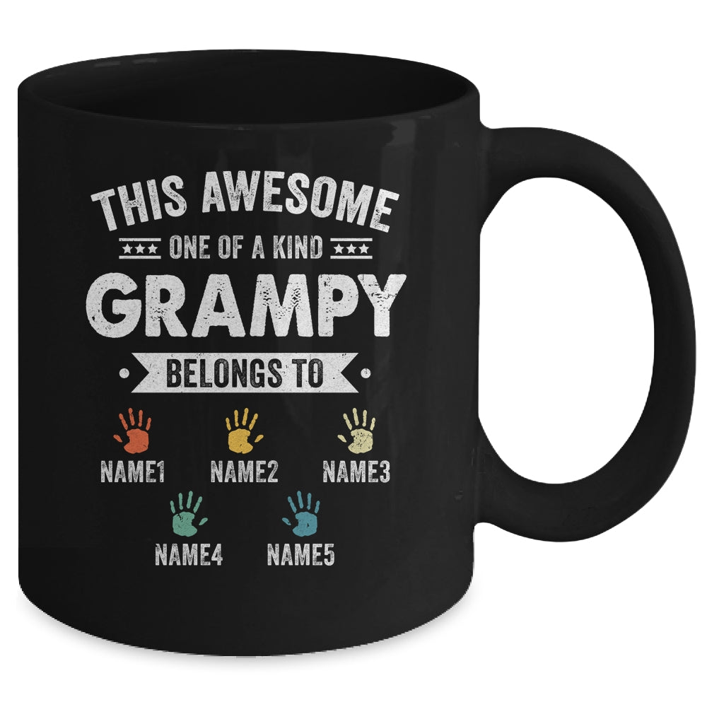 Personalized This Awesome Grampy Belongs To Custom Grandkids Name Color Hand Fathers Day Birthday Christmas Mug | siriusteestore