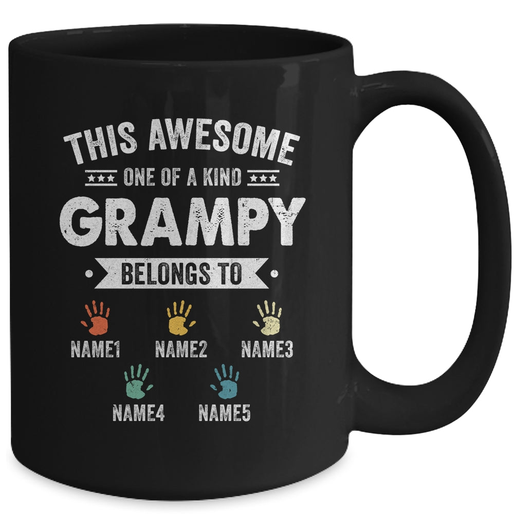 Personalized This Awesome Grampy Belongs To Custom Grandkids Name Color Hand Fathers Day Birthday Christmas Mug | siriusteestore