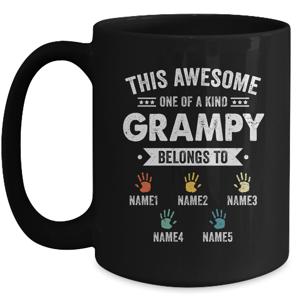 Personalized This Awesome Grampy Belongs To Custom Grandkids Name Color Hand Fathers Day Birthday Christmas Mug | siriusteestore