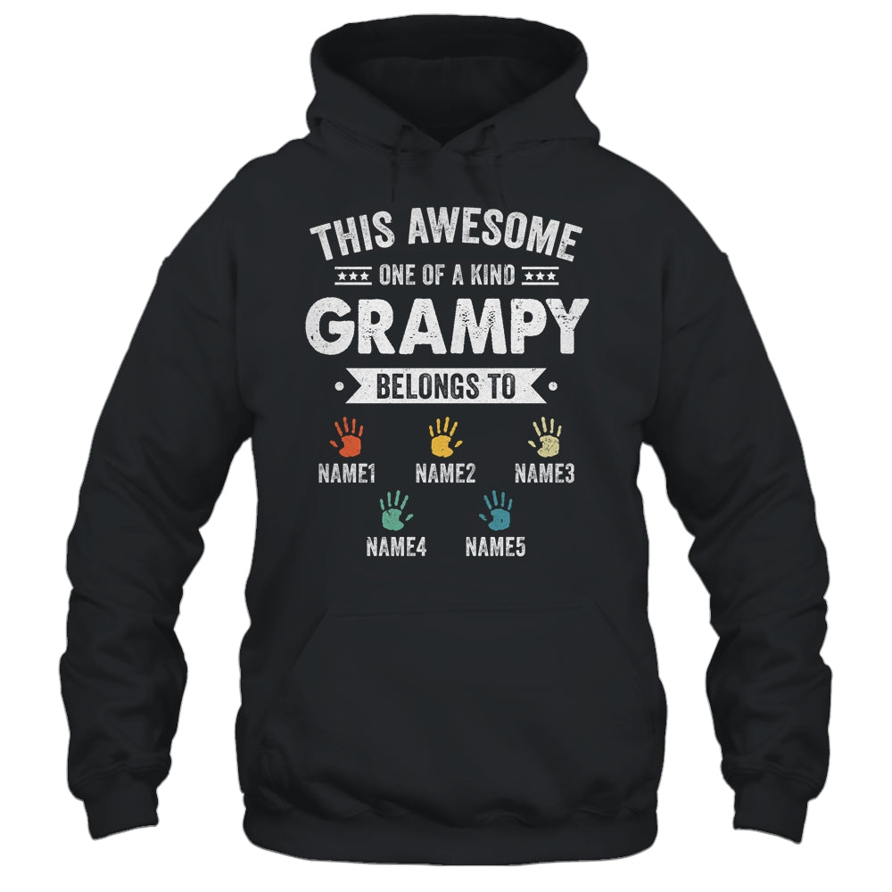 Personalized This Awesome Grampy Belongs To Custom Grandkids Name Color Hand Fathers Day Birthday Christmas Shirt & Hoodie | siriusteestore