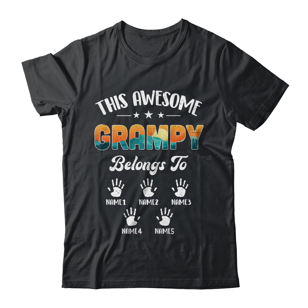 Personalized This Awesome Grampy Belongs To Custom Kids Name Vintage Fathers Day Birthday Christmas Shirt & Hoodie | siriusteestore