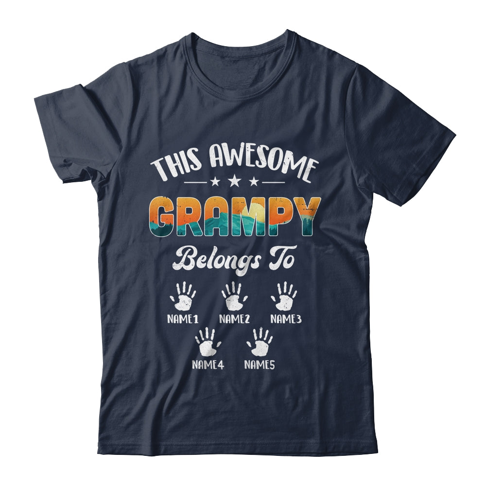 Personalized This Awesome Grampy Belongs To Custom Kids Name Vintage Fathers Day Birthday Christmas Shirt & Hoodie | siriusteestore