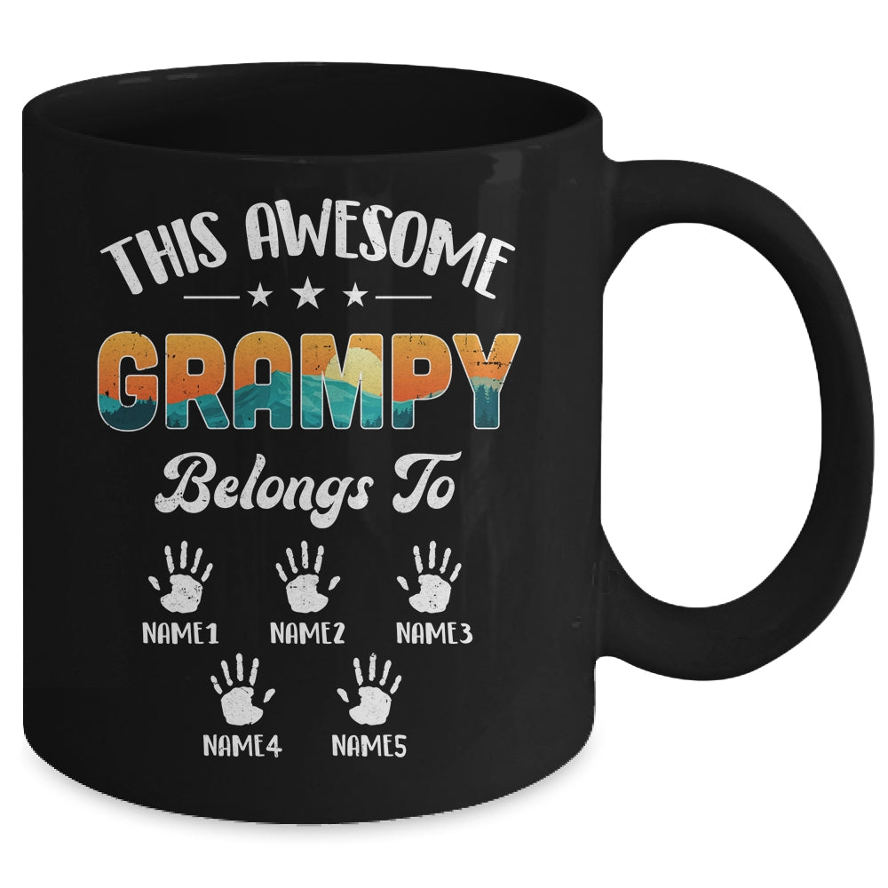 Personalized This Awesome Grampy Belongs To Custom Kids Name Vintage Fathers Day Birthday Christmas Mug | siriusteestore