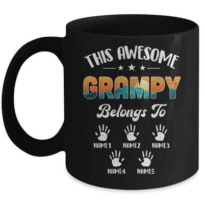 Personalized This Awesome Grampy Belongs To Custom Kids Name Vintage Fathers Day Birthday Christmas Mug | siriusteestore