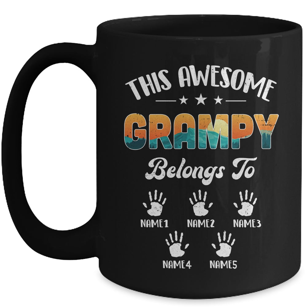 Personalized This Awesome Grampy Belongs To Custom Kids Name Vintage Fathers Day Birthday Christmas Mug | siriusteestore