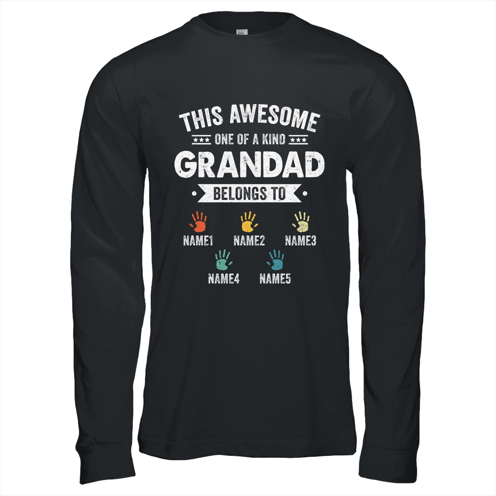 Personalized This Awesome Grandad Belongs To Custom Grandkids Name Color Hand Fathers Day Birthday Christmas Shirt & Hoodie | siriusteestore