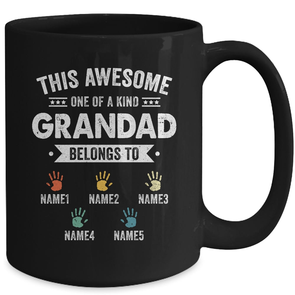 Personalized This Awesome Grandad Belongs To Custom Grandkids Name Color Hand Fathers Day Birthday Christmas Mug | siriusteestore