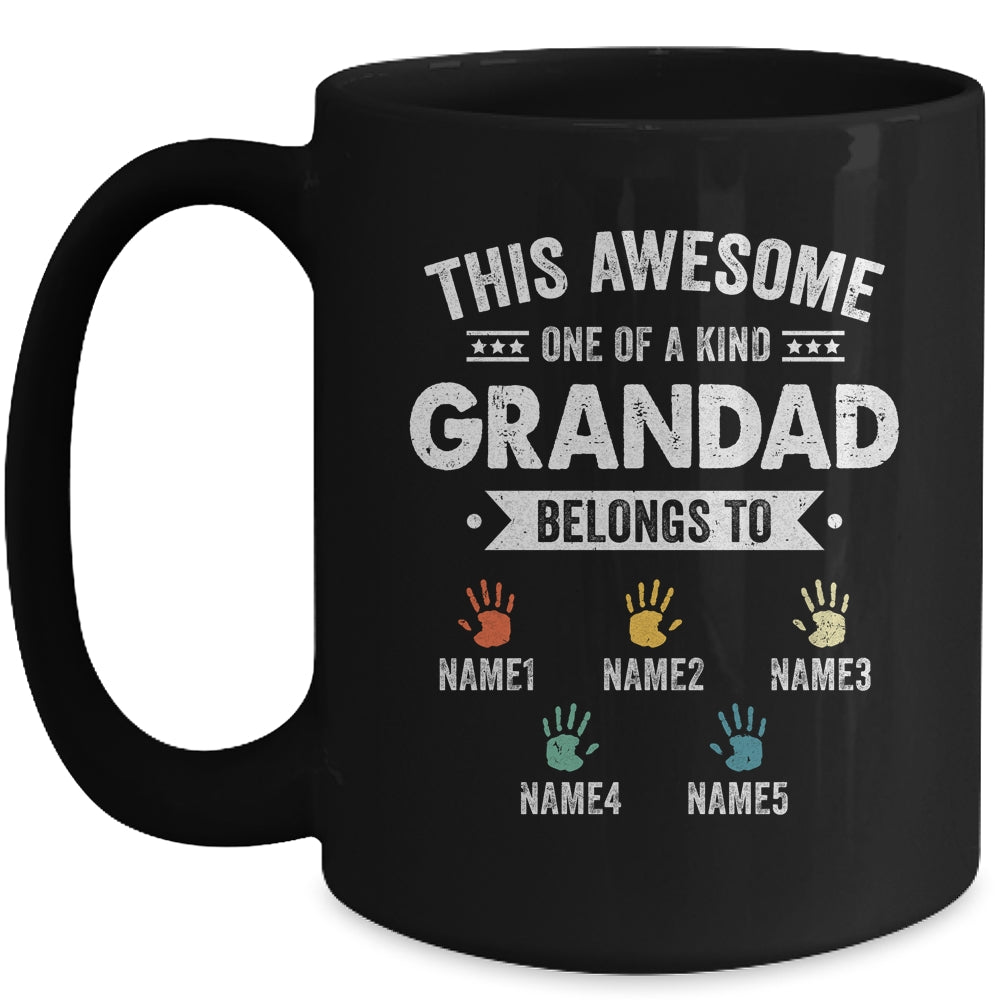 Personalized This Awesome Grandad Belongs To Custom Grandkids Name Color Hand Fathers Day Birthday Christmas Mug | siriusteestore