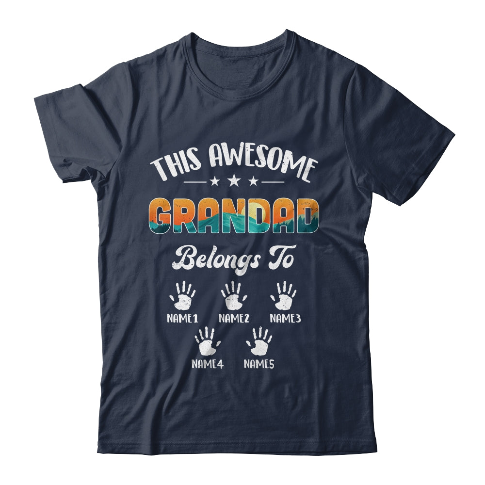 Personalized This Awesome Grandad Belongs To Custom Kids Name Vintage Fathers Day Birthday Christmas Shirt & Hoodie | siriusteestore