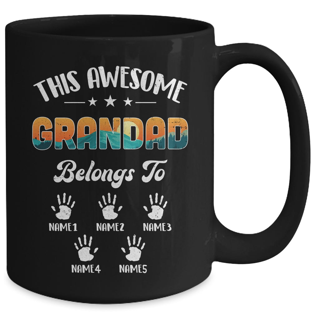 Personalized This Awesome Grandad Belongs To Custom Kids Name Vintage Fathers Day Birthday Christmas Mug | siriusteestore