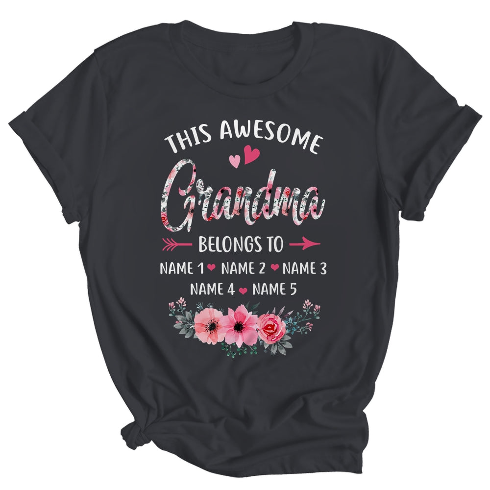Personalized This Awesome Grandma Belongs To Custom Kids Name Floral Grandma Mothers Day Birthday Christmas Shirt & Tank Top | siriusteestore