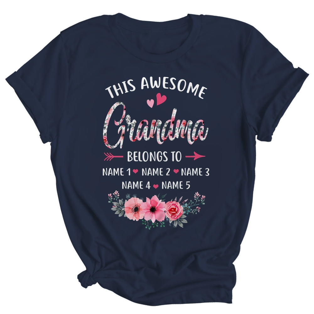 Personalized This Awesome Grandma Belongs To Custom Kids Name Floral Grandma Mothers Day Birthday Christmas Shirt & Tank Top | siriusteestore