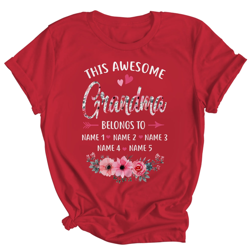 Personalized This Awesome Grandma Belongs To Custom Kids Name Floral Grandma Mothers Day Birthday Christmas Shirt & Tank Top | siriusteestore