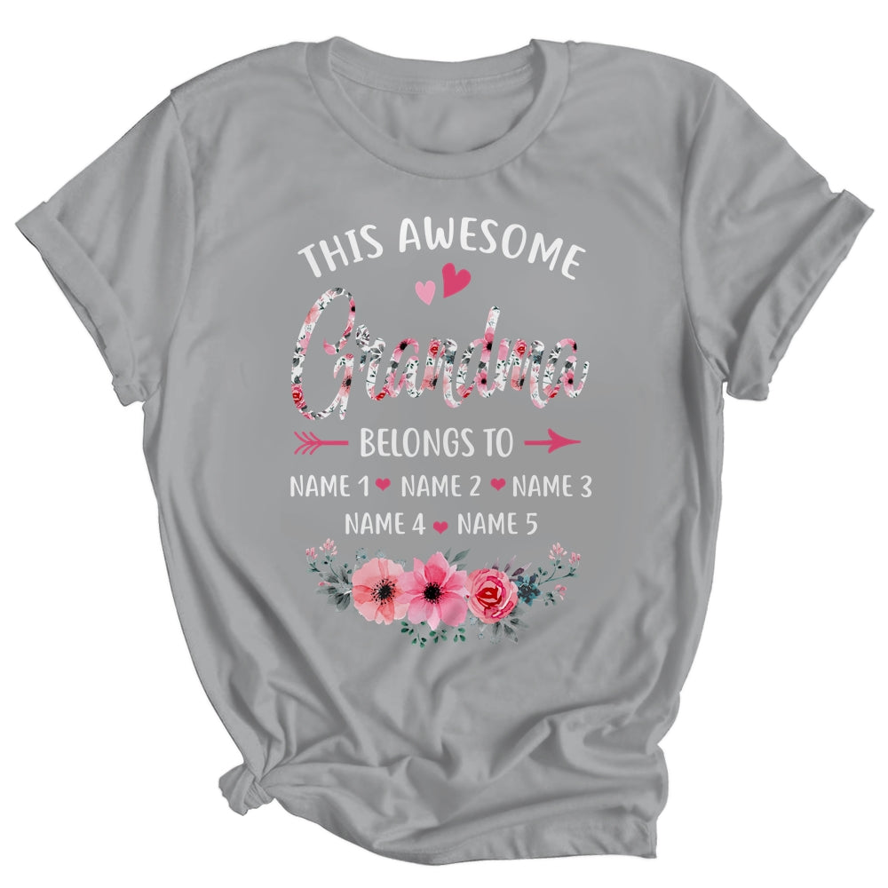 Personalized This Awesome Grandma Belongs To Custom Kids Name Floral Grandma Mothers Day Birthday Christmas Shirt & Tank Top | siriusteestore