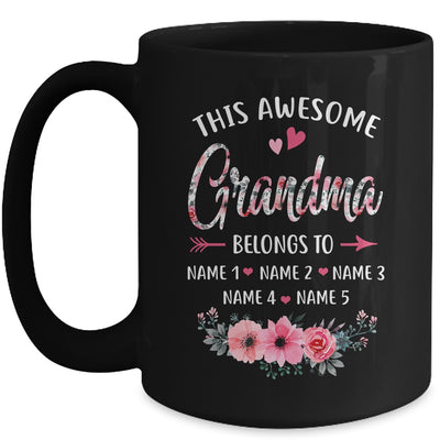 Personalized This Awesome Grandma Belongs To Custom Kids Name Floral Grandma Mothers Day Birthday Christmas Mug | siriusteestore