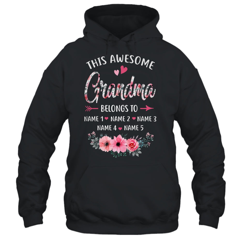 Personalized This Awesome Grandma Belongs To Custom Kids Name Floral Grandma Mothers Day Birthday Christmas Shirt & Tank Top | siriusteestore
