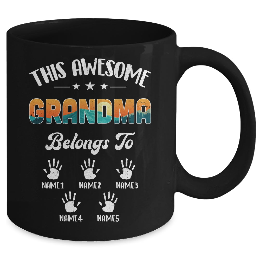 Personalized This Awesome Grandma Belongs To Custom Kids Name Vintage Mothers Day Birthday Christmas Mug | siriusteestore