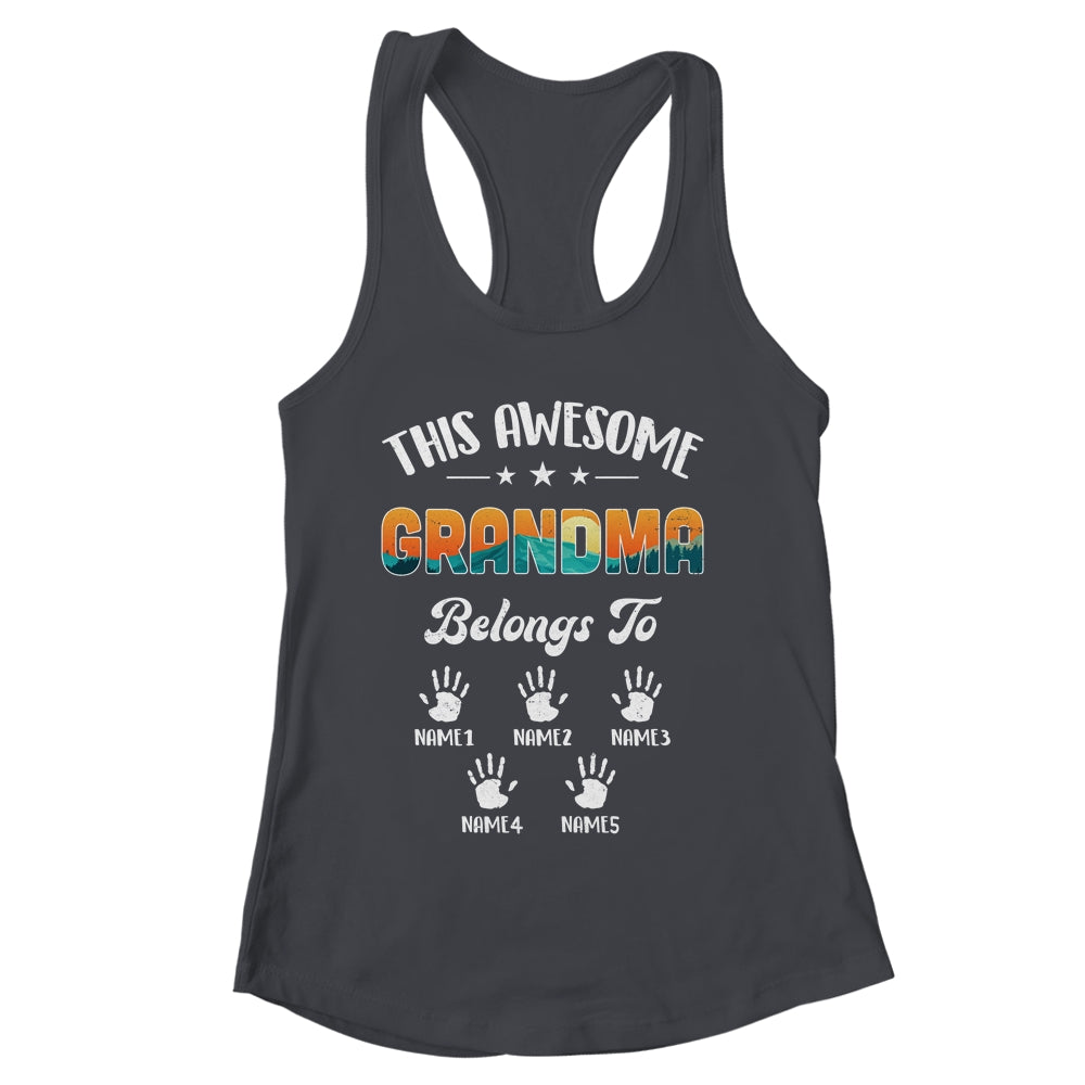 Personalized This Awesome Grandma Belongs To Custom Kids Name Vintage Mothers Day Birthday Christmas Shirt & Tank Top | siriusteestore