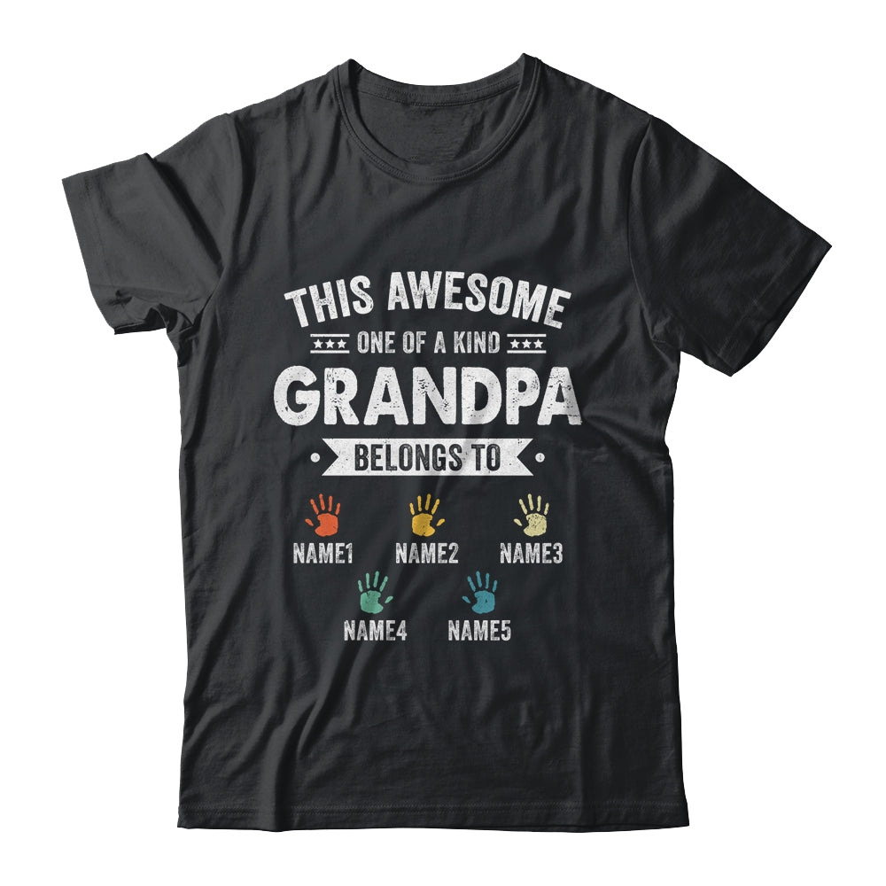 Personalized This Awesome Grandpa Belongs To Custom Grandkids Name Color Hand Fathers Day Birthday Christmas Shirt & Hoodie | siriusteestore