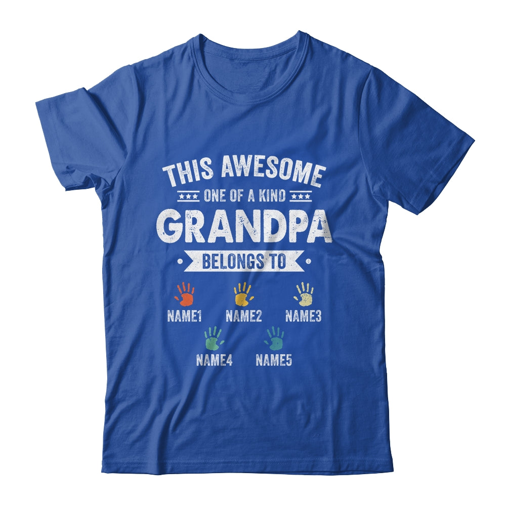 Personalized This Awesome Grandpa Belongs To Custom Grandkids Name Color Hand Fathers Day Birthday Christmas Shirt & Hoodie | siriusteestore
