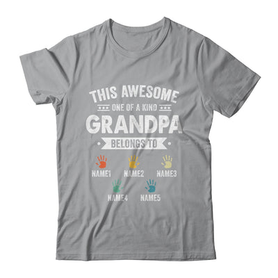 Personalized This Awesome Grandpa Belongs To Custom Grandkids Name Color Hand Fathers Day Birthday Christmas Shirt & Hoodie | siriusteestore