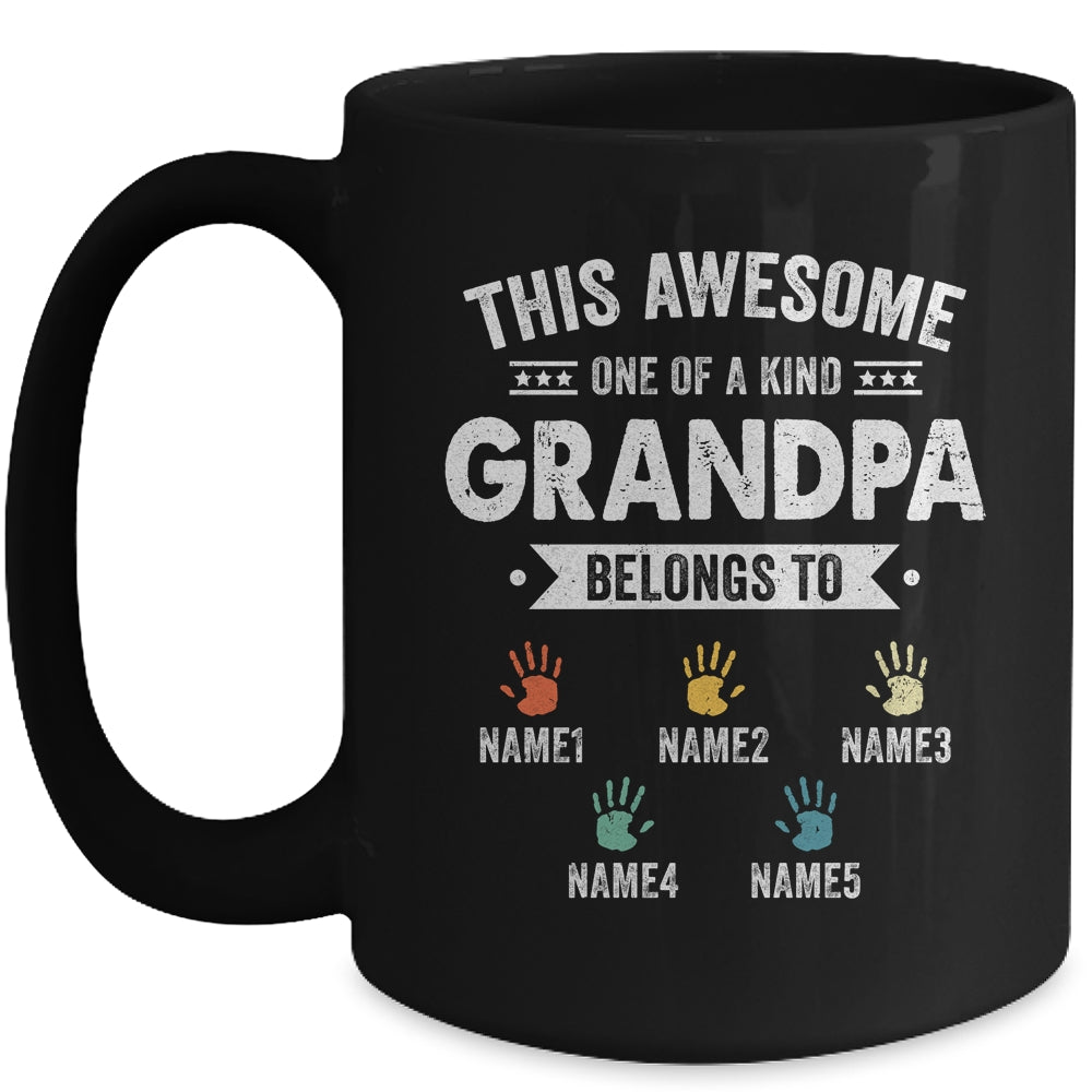 Personalized This Awesome Grandpa Belongs To Custom Grandkids Name Color Hand Fathers Day Birthday Christmas Mug | siriusteestore