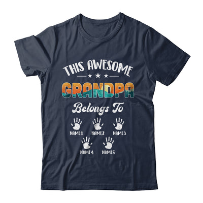 Personalized This Awesome Grandpa Belongs To Custom Kids Name Vintage Fathers Day Birthday Christmas Shirt & Hoodie | siriusteestore