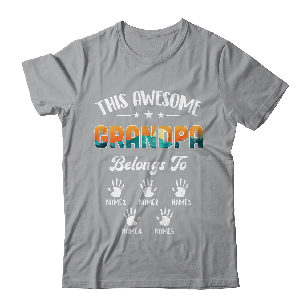 Personalized This Awesome Grandpa Belongs To Custom Kids Name Vintage Fathers Day Birthday Christmas Shirt & Hoodie | siriusteestore