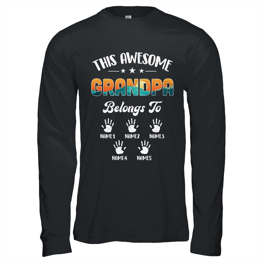 Personalized This Awesome Grandpa Belongs To Custom Kids Name Vintage Fathers Day Birthday Christmas Shirt & Hoodie | siriusteestore