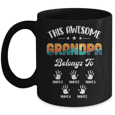 Personalized This Awesome Grandpa Belongs To Custom Kids Name Vintage Fathers Day Birthday Christmas Mug | siriusteestore