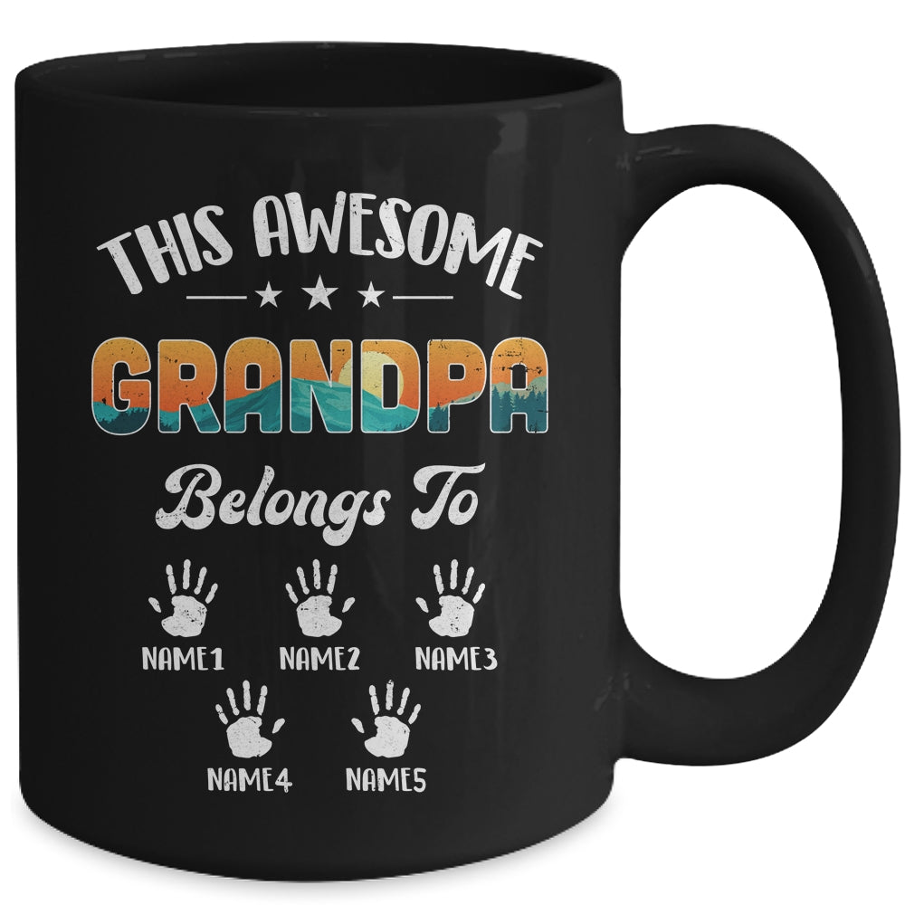 Personalized This Awesome Grandpa Belongs To Custom Kids Name Vintage Fathers Day Birthday Christmas Mug | siriusteestore