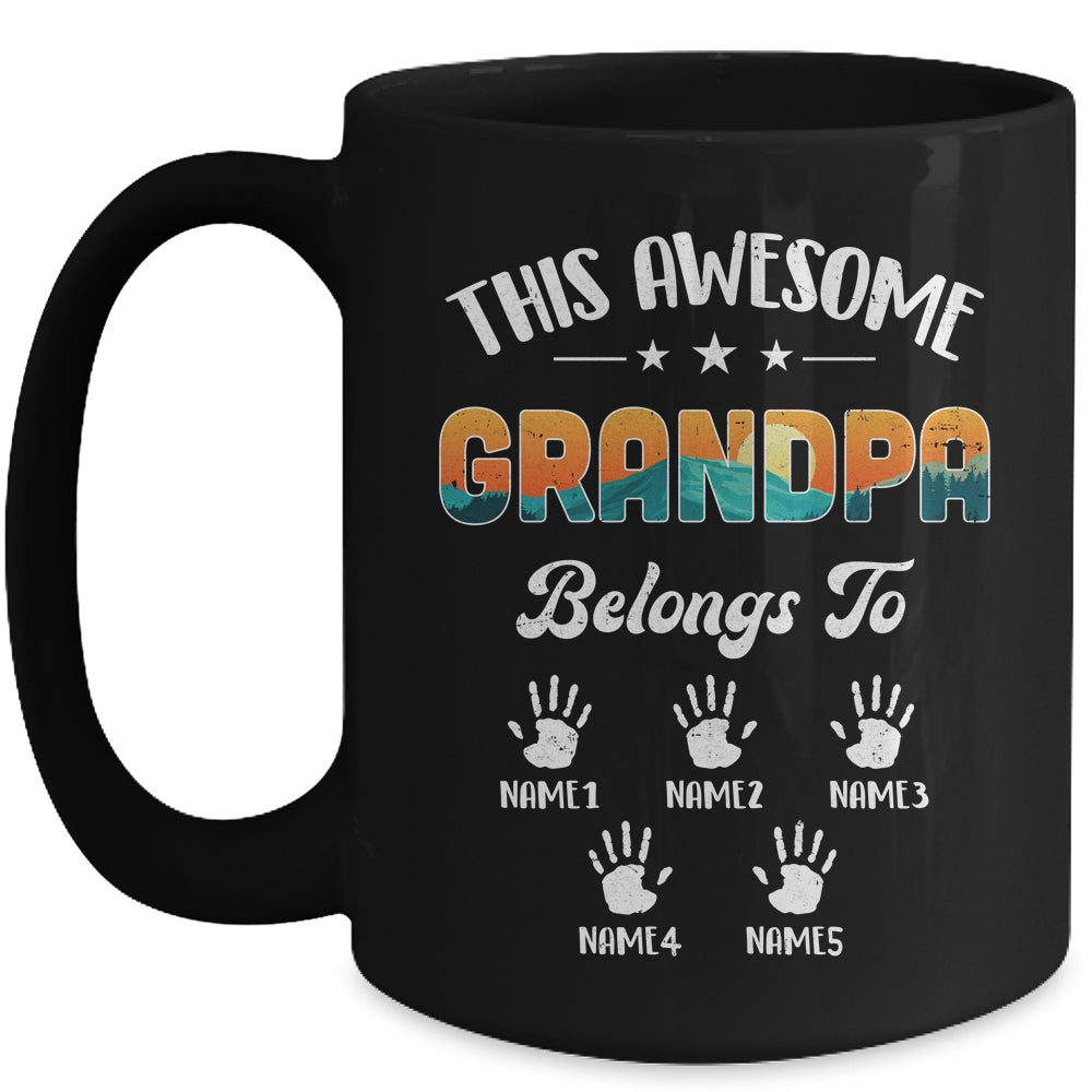 Personalized This Awesome Grandpa Belongs To Custom Kids Name Vintage Fathers Day Birthday Christmas Mug | siriusteestore