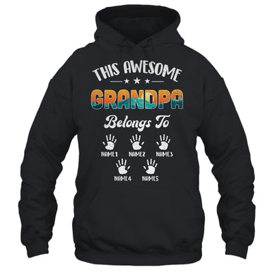 Personalized This Awesome Grandpa Belongs To Custom Kids Name Vintage Fathers Day Birthday Christmas Shirt & Hoodie | siriusteestore