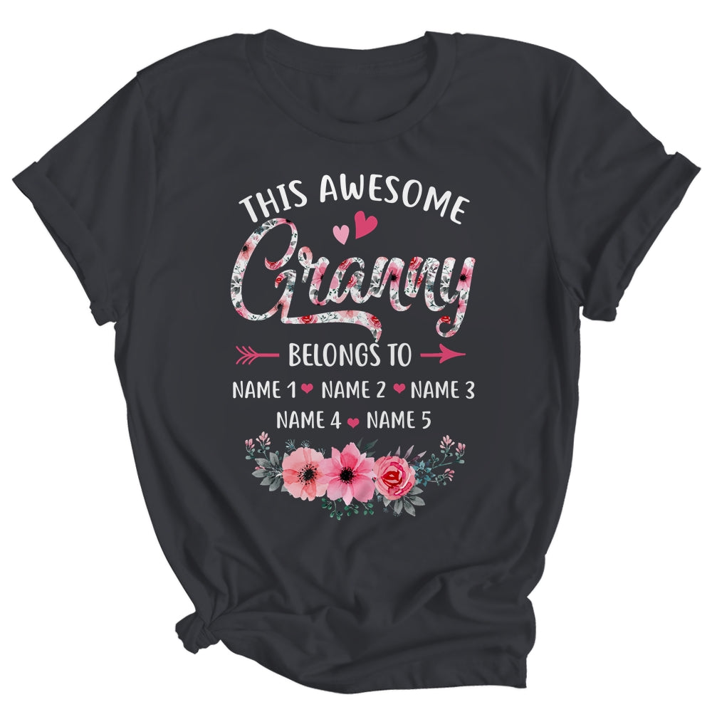 Personalized This Awesome Granny Belongs To Custom Kids Name Floral Granny Mothers Day Birthday Christmas Shirt & Tank Top | siriusteestore